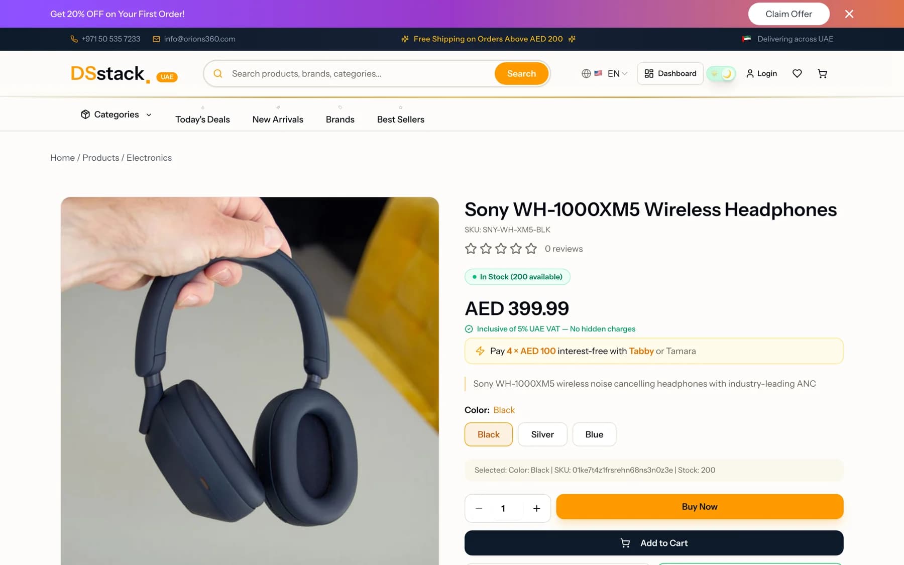 A product page in the DSStack demo store